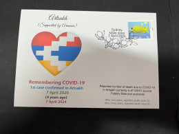 5-5-2024 (4 Z 12 B) COVID-19 4th Anniversary - Artsakh (Armenia) - 7 April 2024 (with OZ Stamp) - Malattie