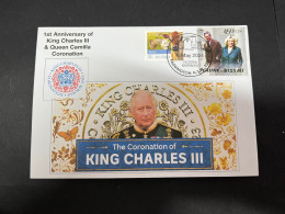 5-5-2024 (4 Z 12B) Coronation Of King Charles III - 6-5-2023 (with Prince Charles & Camilla Stamp) 1st Anniversary - Royalties, Royals