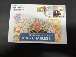 5-5-2024 (4 Z 12B) Coronation Of King Charles III - 6-5-2023 (with Prince Charles & Camilla Stamp) 1st Anniversary - Familles Royales