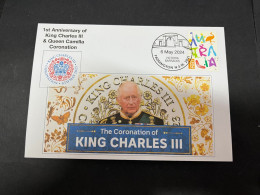 5-5-2024 (4 Z 12B) Coronation Of King Charles III - 6-5-2023 (with OZ Stamp) 1st Anniversary - Familles Royales