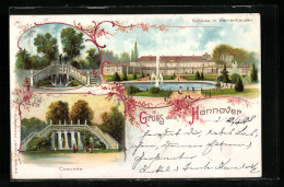 Lithographie Hannover, Schloss Herrenhausen, Grotte, Cascade  - Hannover