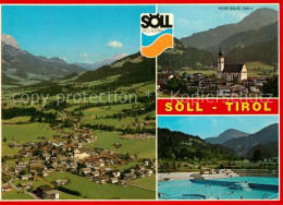 73362108 Soell Tirol Alpenpanorama Fliegeraufnahme Kirche Freibad Hohe Salve Kit - Sonstige & Ohne Zuordnung