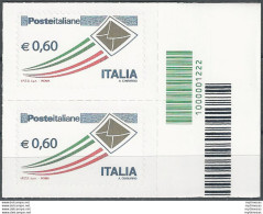 2009 Italia Lettera € 0,60 Busta Oro+codice A Barre MNH Unif. 3154Acb - Otros & Sin Clasificación