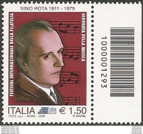 2009 Italia Nino Rota Codice A Barre MNH Unif. 3190cb - Other & Unclassified