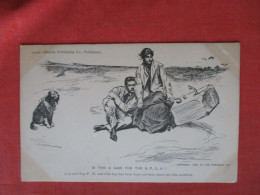 COUPLE ON BEACH & DOG~IS THIS A CASE FOR THE SPCA? Charles Dana Gibson  Ref 6400 - Hunde