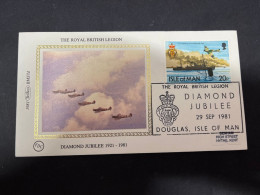 5-5-2024 (4 Z 14)  FDC (Isle Of Man) The Royal British Legion Diamond Jubilée (Aicraft Squadron) - Militaria