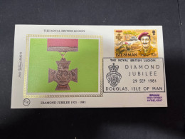 5-5-2024 (4 Z 14)  FDC (Isle Of Man) The Royal British Legion Diamond Jubilée (Medal) - Militaria