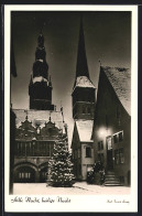 AK Lemgo, Platzpartie Mit Einem Geschmückten Weihnachtsbaum Im Schnee  - Lemgo