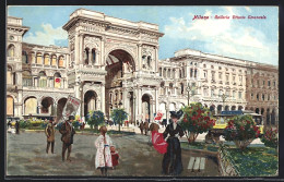 Cartolina Mailand, Strassenbahn An Der Galleria Vittorio Emanuele  - Milano