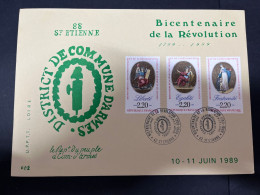 5-5-2024 (4 Z 14)  France FDC 1989 - Souvenir Bicentenaire De La Révolution (20 X 15 Cm = Large) - 1980-1989