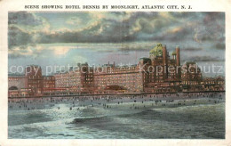 73300098 Atlantic_City_New_Jersey Scene Showing Hotel Dennis By Moonlight Illust - Autres & Non Classés