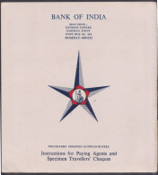 Inde India Bank Of India Specimen Travellers' Checques, Checks - Unclassified