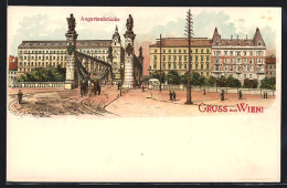 Lithographie Wien, Partie An Der Augartenbrücke  - Autres & Non Classés