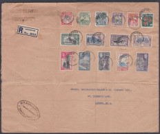 Sri Lanka British Ceylon 1952 Registered Airmail Cover To London, King George VI, Aeroplane, Airplane, Mountain Elephant - Ceylan (...-1947)