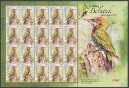 Malaysia 2013 MNH Lesser Yellownape Woodpecker, Bird, Birds, Burung Belatuk, Sheet - Maleisië (1964-...)