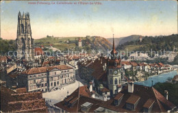 11757655 Fribourg FR La Cathedrale Et L Hotel De Ville Fribourg - Autres & Non Classés