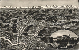 11755475 Basel BS Panoramakarte Rhein Alpen Mariastein Basel BS - Altri & Non Classificati