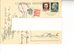 ITALIA  1944 - Intero Postale Da Pratola Peligna A L'Aquila - Tassato E Verificato Censura - Marcophilia