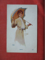 Artist Signed St John - Woman Holding Umbrella "Sunny Ref 6401 - Mode