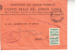 ITALIA  1939 - Lettera Tassata Da Pescara A Raiano - Corpo Reale Del Genio Civile - Taxe