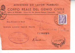 ITALIA  1940 - Lettera Tassata Da Pescara A Popoli E Quindi A Raiano - Corpo Reale Del Genio Civile - Taxe