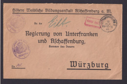 Deutsches Reich Dienstbrief Eilsache Mit Nachgebühr Aschaffenburg Weibliche - Brieven En Documenten