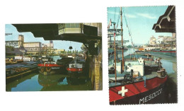 BASEL - BASLE - PORT Of The RHINE - 2 POSTCARDS - SWITZERLAND - - Basilea