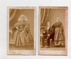 Morlaix. Couple Et Jeune Bretonne Avec Coiffe. 2  CDV J-F Le Coat. - Europa