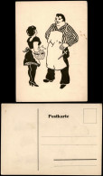 Ansichtskarte  Scherenschnitt/Schattenschnitt Frau Mit Korb Vor Mann 1928 - Silhouettes