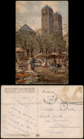 Ansichtskarte Köln St. Gereon Kirche, Blumenmarkt - Künstlerkarte 1921 - Koeln