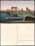 Ansichtskarte Köln Totale Mit Neuer Hängebrücke; Rhein Dampfer Schiff 1910 - Koeln