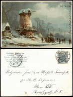 Ansichtskarte  Künstlerkarte Ufer-Landschaft Zur Winter-Zeit 1904  Gel.  Wien - Peintures & Tableaux