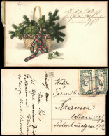 Neujahr Sylvester New Year; Grusskarte Korb Mit Kleeblatt Bouquet 1910 - Anno Nuovo