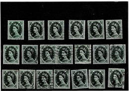 GRAN BRETAGNA ,"Regina Elisabeta II" ,9 P.verde Oliva Scuro ,20 Pezzi Usati ,vari Tipi Di Filigrana ,qualita Ottima - Used Stamps