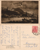 Ansichtskarte Heidelberg Stadt Bei Mondschein Stimmungsbild 1921 - Heidelberg