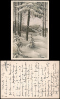 Künstlerkarte Und Stimmungsbild Natur: Verschneiter Winter-Wald 1943 - Peintures & Tableaux
