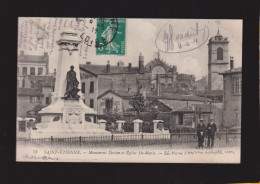 CPA - 42 - Saint-Etienne - Monument Dorian Et Eglise Ste-Marie - Animée - Circulée En 1911 - Saint Etienne