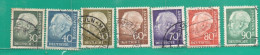 74 Alemania Occidental 1957 YT  125A/128B Ss  Ss  Usado,Used,Usato -Teodoro HeussTT-Escudos,Mapas Yvert Euros 7.50 - Gebraucht