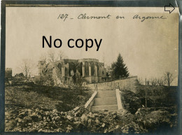 PHOTO FRANCAISE - LES RUINES DE L'EGLISE DE CLERMONT EN ARGONNE MEUSE - GUERRE 1914 1918 - War, Military