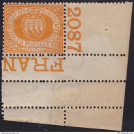 1890 SAN MARINO, N. 2  5 Cent. Giallo  MNH** - Certificato R.Diena - Numero Di T - Nuevos