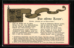 AK Das Eiserne Korps, Lied, Flagge  - War 1914-18