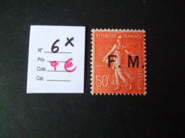 Timbre France Neuf * Franchise N° 6 Cote 7€ - Timbres De Franchise Militaire