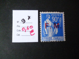 Timbre France Neuf * Franchise N° 9 Cote 0,60 € - Military Postage Stamps