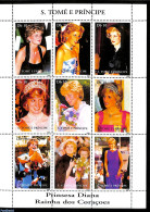 Sao Tome/Principe 1997 Death Of Diana 9v M/s, Mint NH, History - Charles & Diana - Kings & Queens (Royalty) - Koniklijke Families