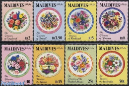 Maldives 1992 Flowers 8v, Mint NH, Nature - Flowers & Plants - Maldivas (1965-...)