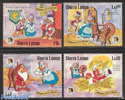 Sierra Leone 1985 Grimm Brothers, Disney 4v, Mint NH, Various - Textiles - Art - Disney - Fairytales - Textiel