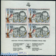 Czechoslovkia 1987 Praga 88, Cosmonauts S/s, Mint NH, Transport - Philately - Space Exploration - Andere & Zonder Classificatie