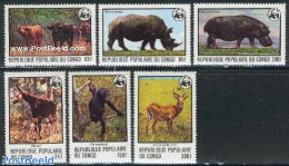Congo Republic 1978 WWF, Animals 6v, Mint NH, Nature - Animals (others & Mixed) - Hippopotamus - Monkeys - Rhinoceros .. - Altri & Non Classificati