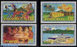 Fiji 1992 Expo 92 Sevilla 4v, Mint NH, Transport - Railways - Ships And Boats - Eisenbahnen