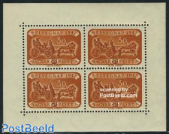 Hungary 1947 Stamp Day M/s (with 4 Stamps), Mint NH, Nature - Transport - Horses - Stamp Day - Coaches - Ungebraucht